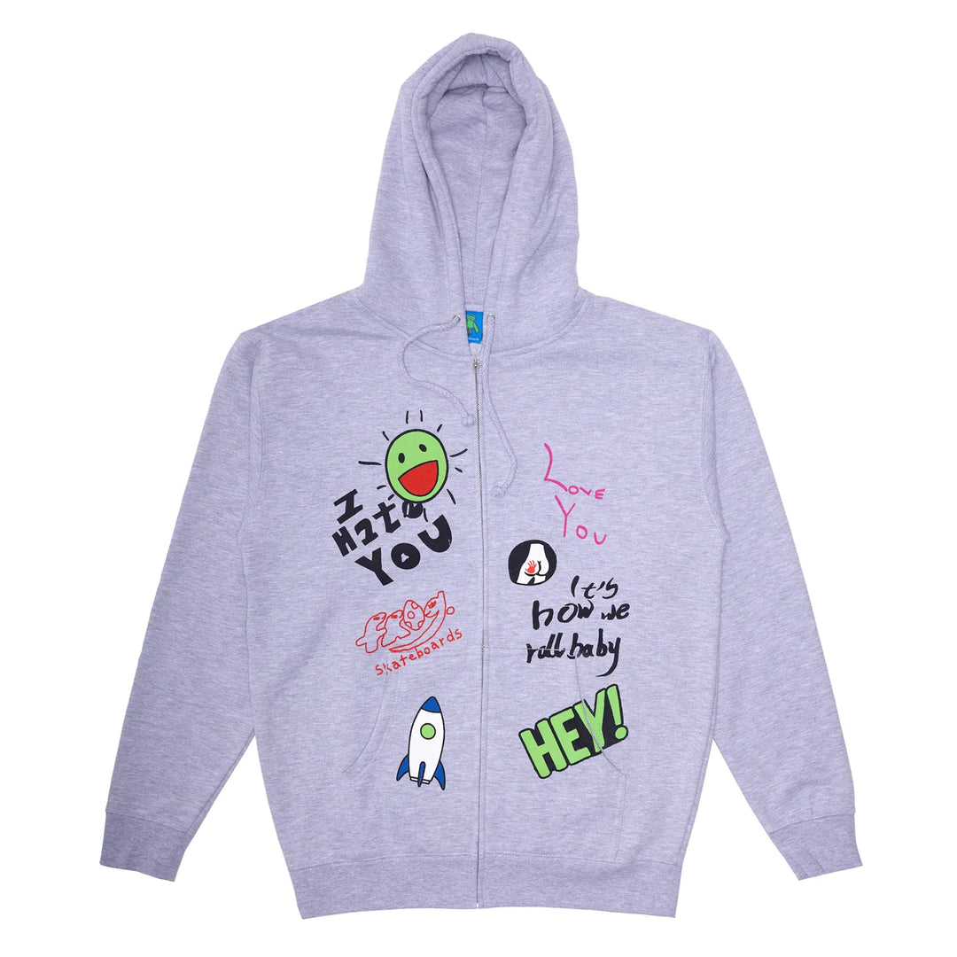 Frog Love/Hate Zip Hood (Ash)