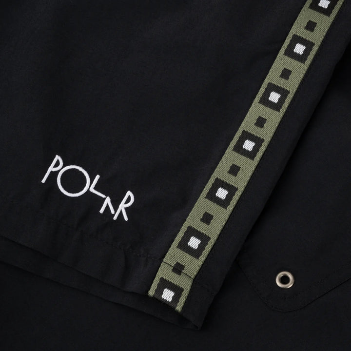 Polar Skate Co. SWIM SHORTS | SQUARE STRIPE - BLACK / JADE GREEN