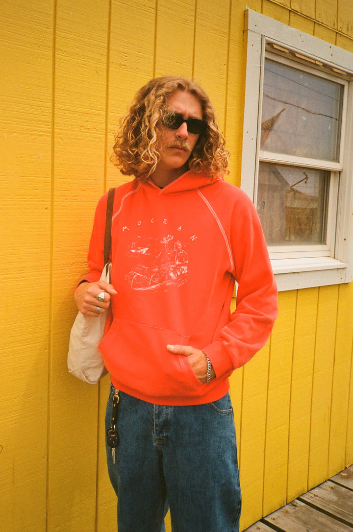 1930s Lobster Hoodie Washed Red