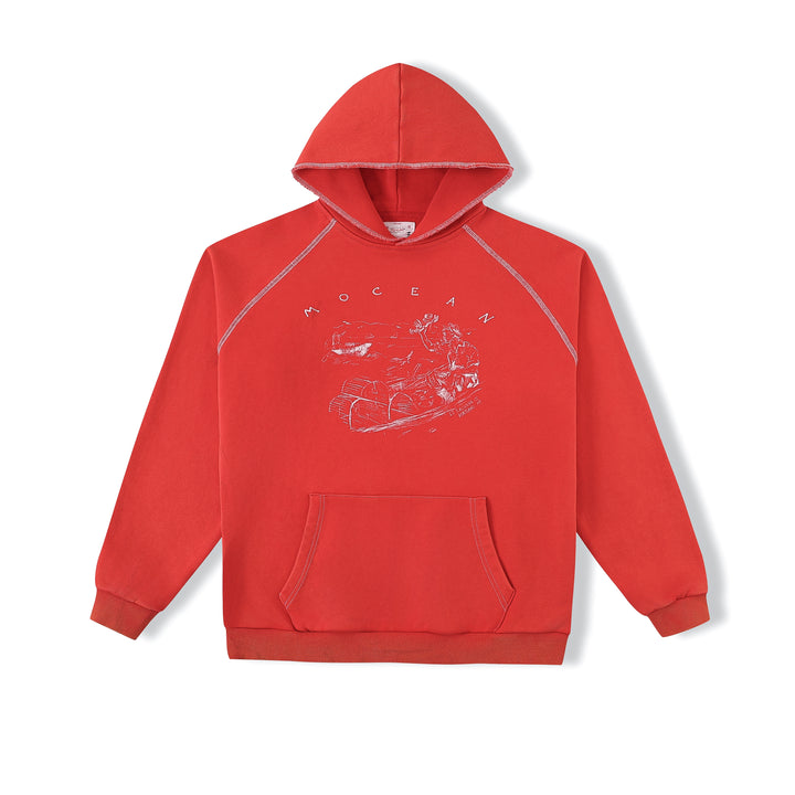 1930s Lobster Hoodie Washed Red