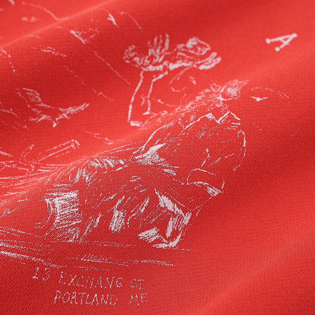 1930s Lobster Hoodie Washed Red