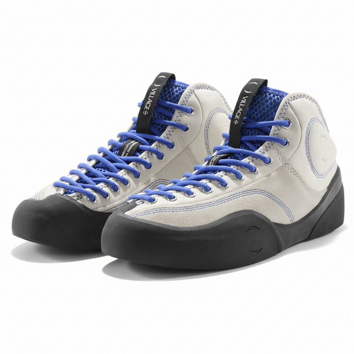 Village PM 1PM Mid Leather Suede Canvas Cream/Blue/Natural Black