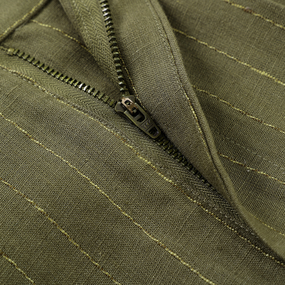 Speakeasy Striped Linen Pants Olive