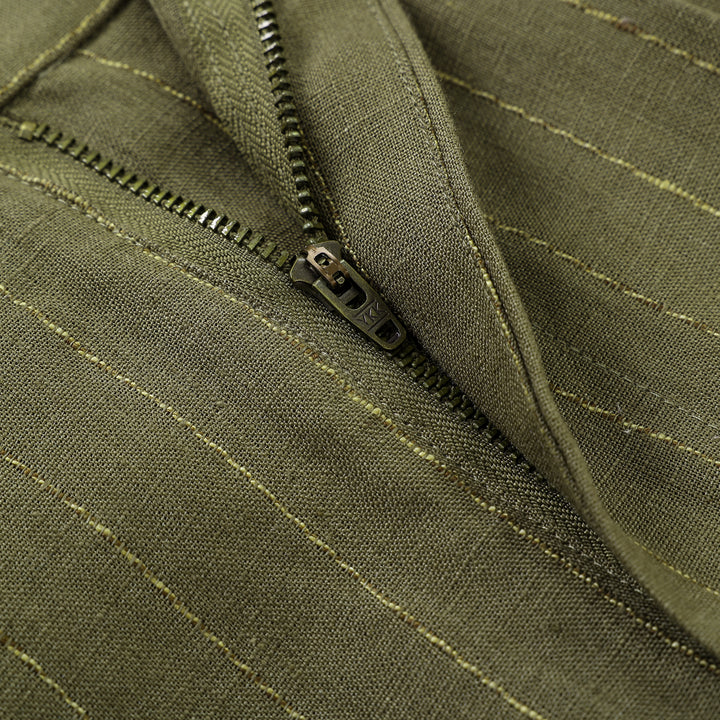 Speakeasy Striped Linen Pants Olive