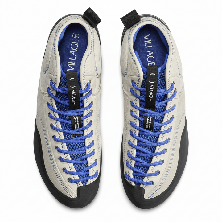 Village PM 1PM Mid Leather Suede Canvas Cream/Blue/Natural Black
