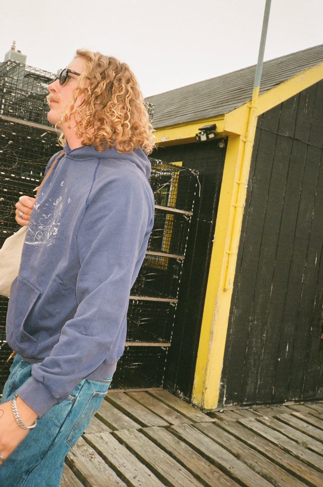 1930s Lobster Hoodie Washed Blue