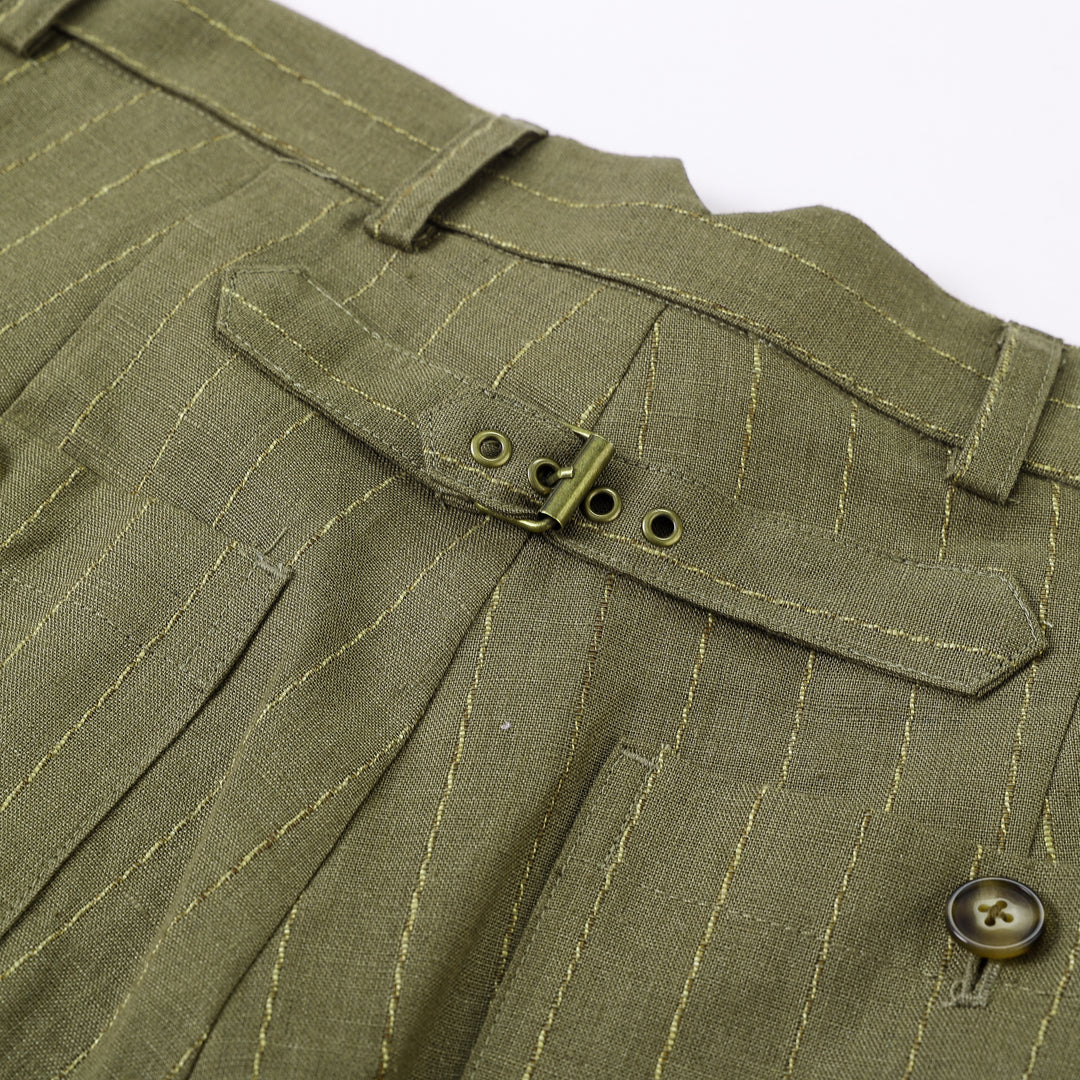 Speakeasy Striped Linen Pants Olive