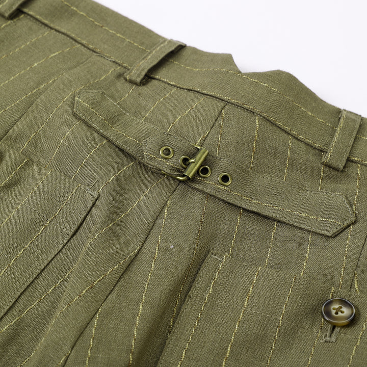 Speakeasy Striped Linen Pants Olive