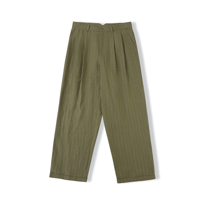 Speakeasy Striped Linen Pants Olive
