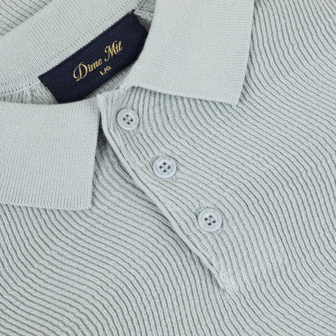 Dime Cable Knit Polo Seafoam