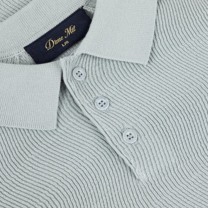 Dime Cable Knit Polo Seafoam