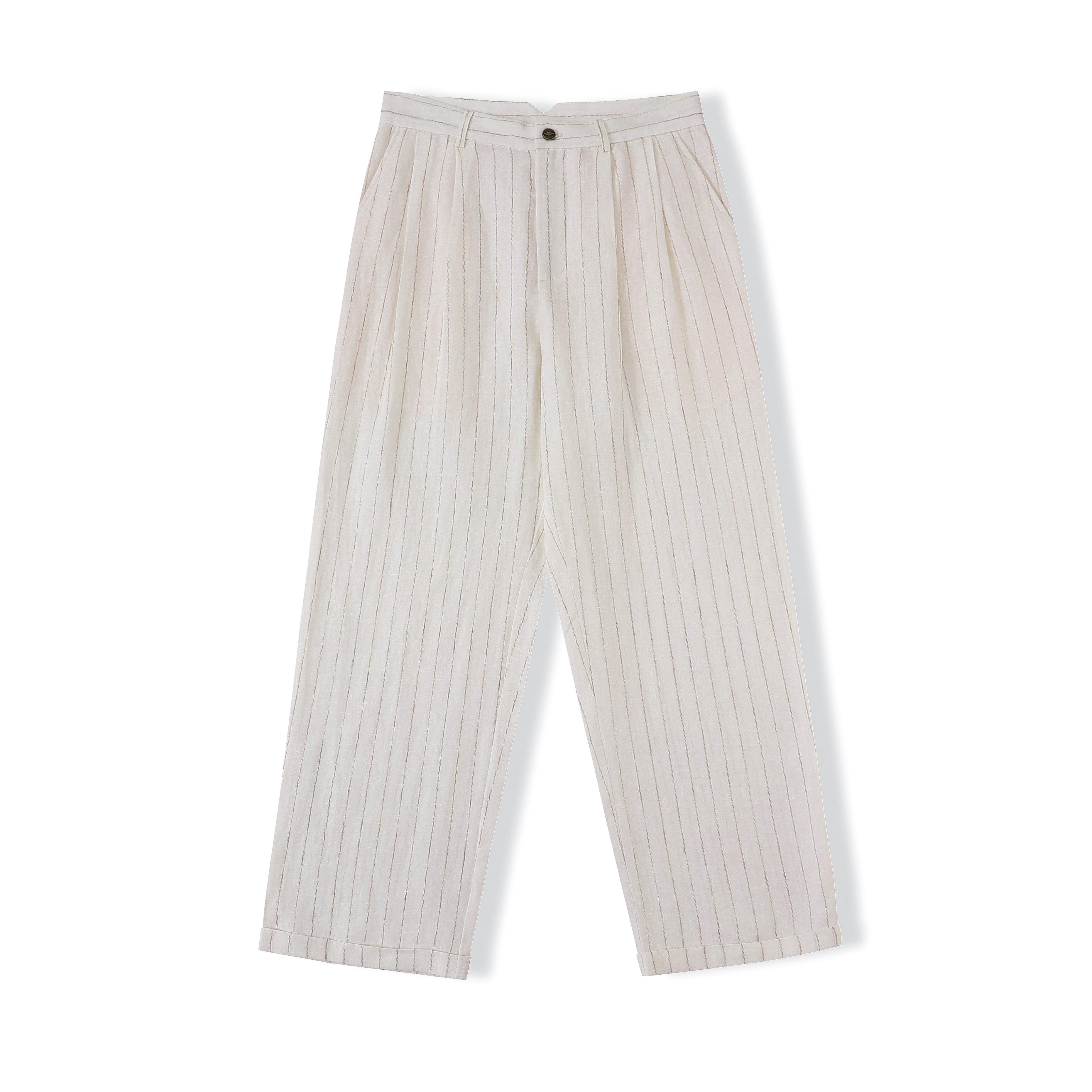 【00’s EURO】Stripe Linen Slacks Striped Linen Pants Off White – moceanskate