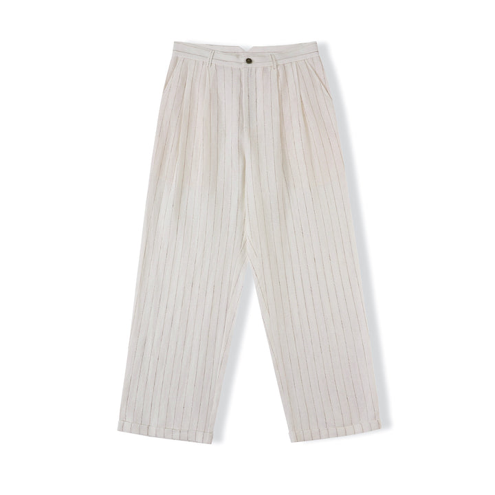 Speakeasy Striped Linen Pants Beige