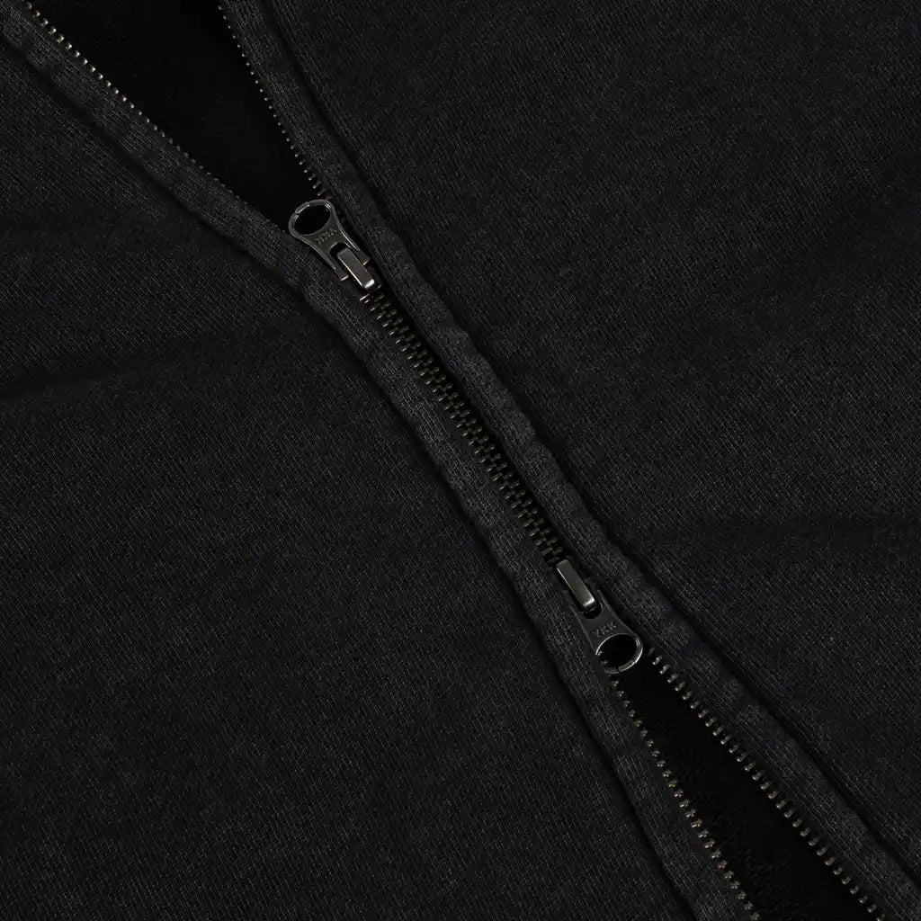 Dime Distressed Terry Zip Hoodie Acid Black