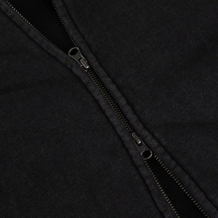 Dime Distressed Terry Zip Hoodie Acid Black