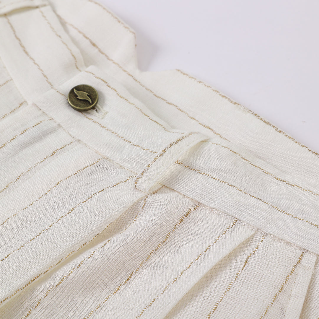 Speakeasy Striped Linen Pants Beige