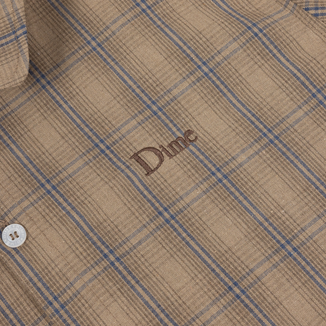 Dime Plaid Button Up Shirt Brown