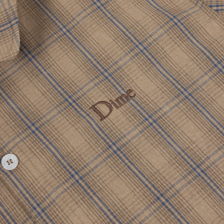 Dime Plaid Button Up Shirt Brown