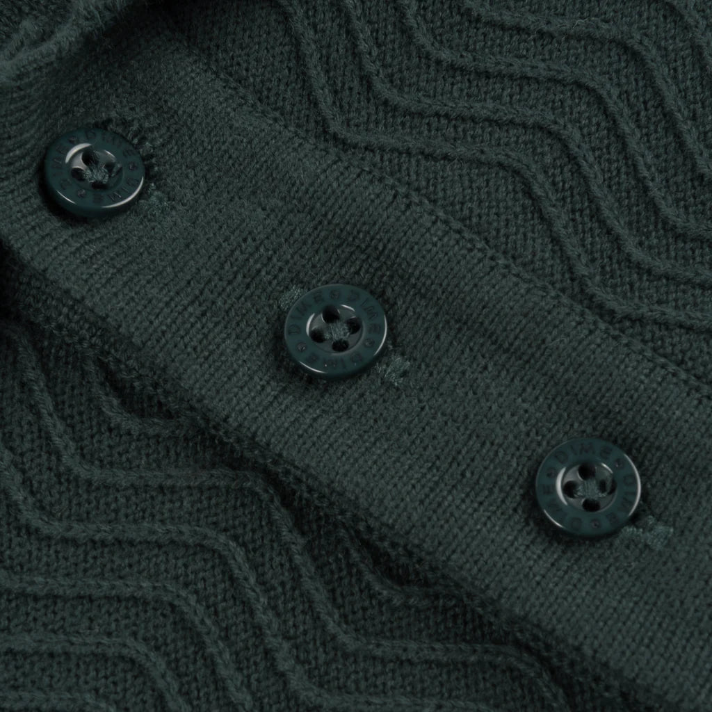 Dime Wave Cable Knit Polo Forest