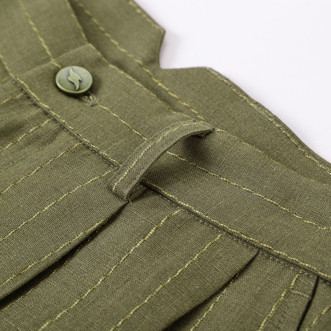 Speakeasy Striped Linen Pants Olive