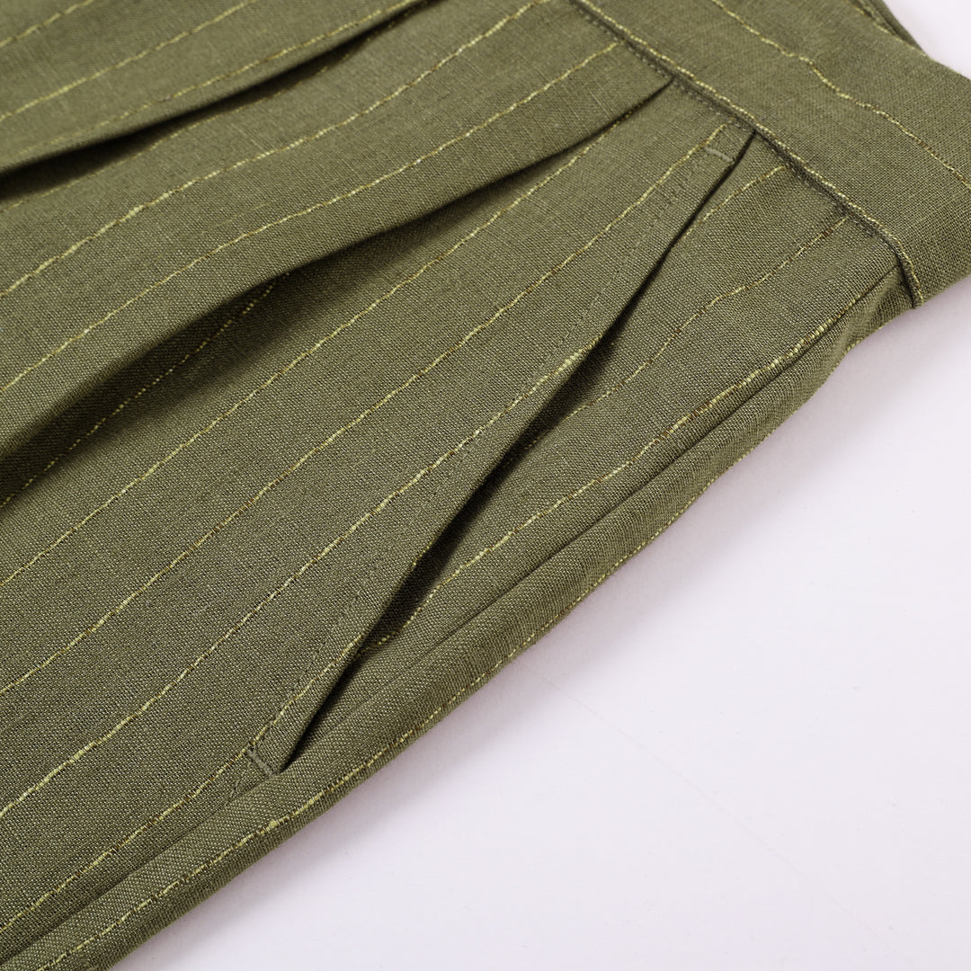 Speakeasy Striped Linen Pants Olive