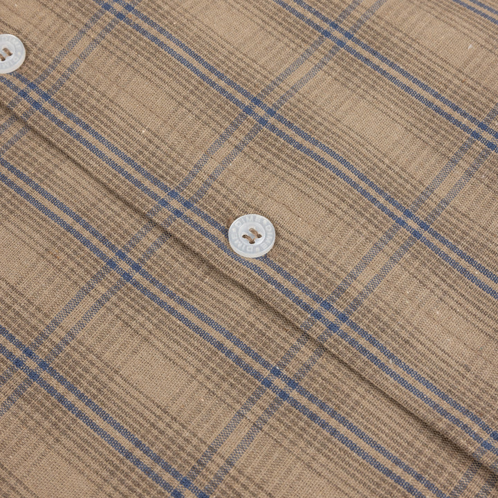 Dime Plaid Button Up Shirt Brown
