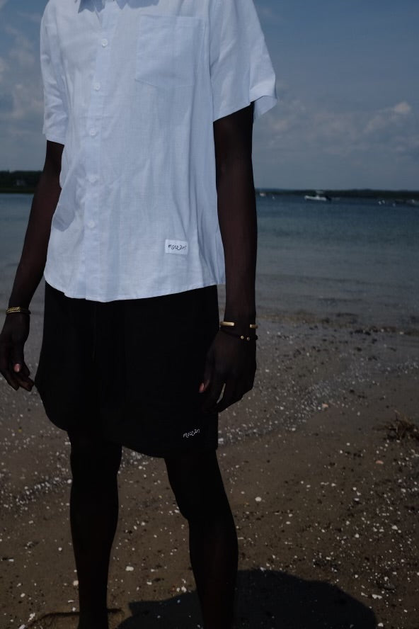 Mocean Black Linen Shorts