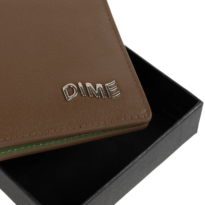 Dime Leather Bifold Wallet Brown/Olive