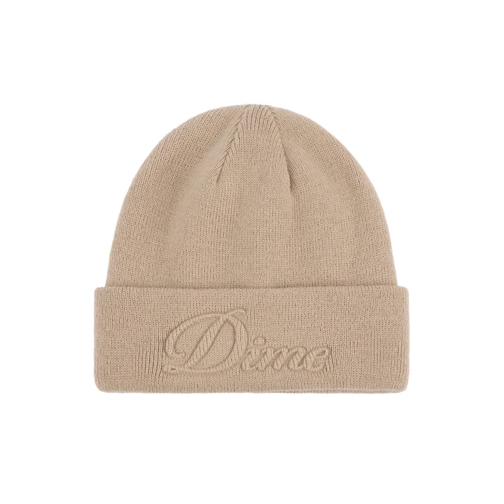 Dime Cursive Fold Beanie Tan