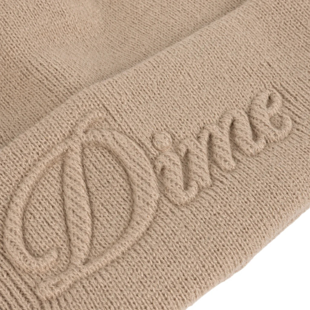 Dime Cursive Fold Beanie Tan