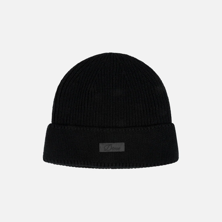 Dime Cursive Rib Beanie Black