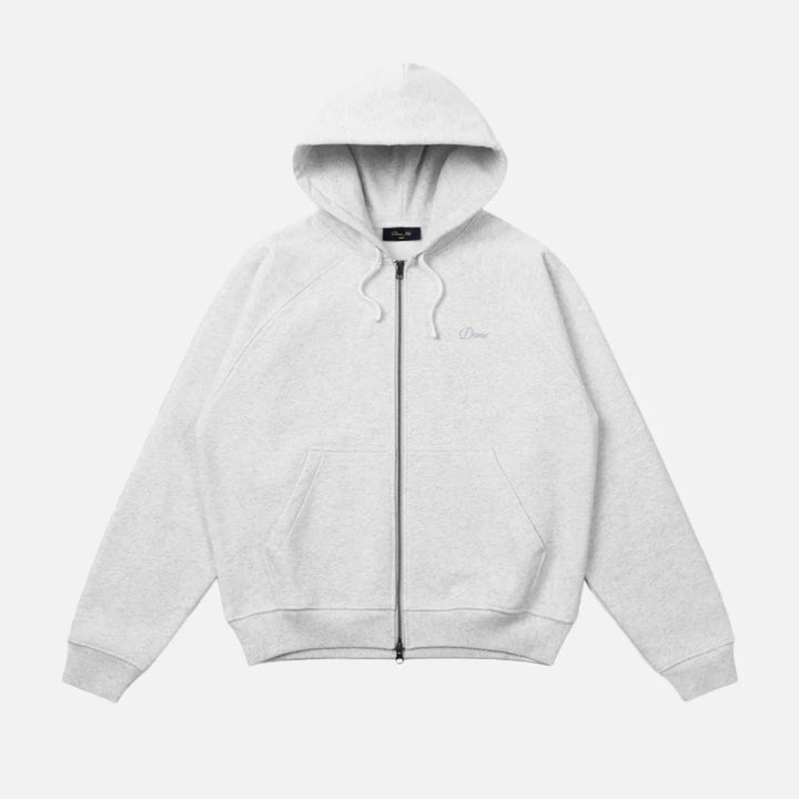 Dime Cursive Small Logo Zip Hoodie Ash