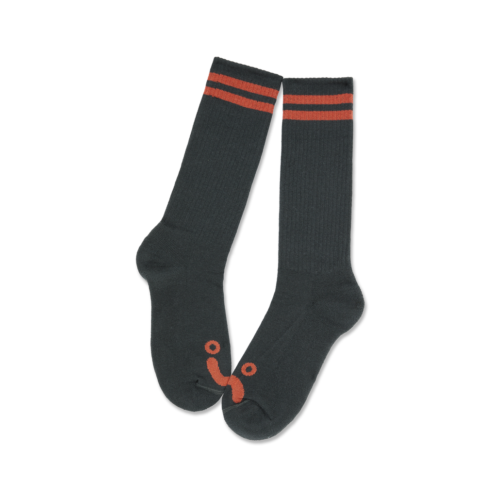 Polar Skate Co. RIB SOCKS | HAPPY SAD - Graphite/Orange