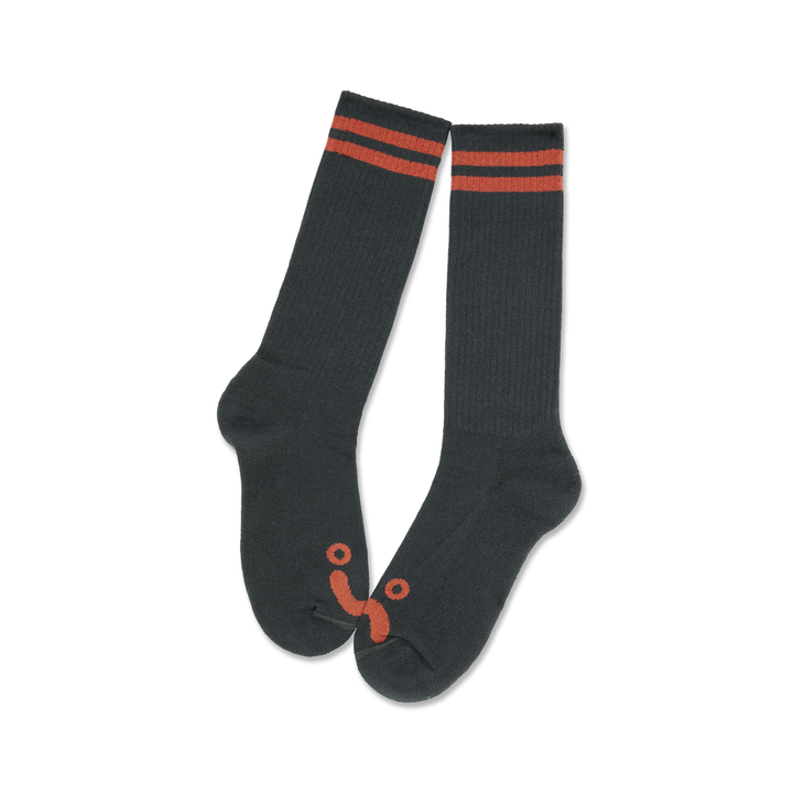 Polar Skate Co. RIB SOCKS | HAPPY SAD - Graphite/Orange