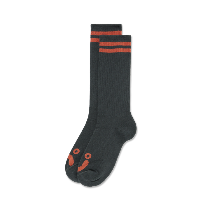 Polar Skate Co. RIB SOCKS | HAPPY SAD - Graphite/Orange
