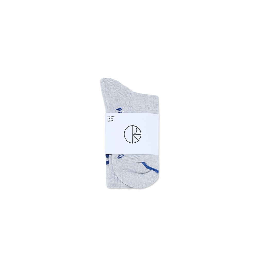 (Copy) (Copy) Polar Skate Co. RIB SOCKS | 2 stripe- Heather grey/Blue