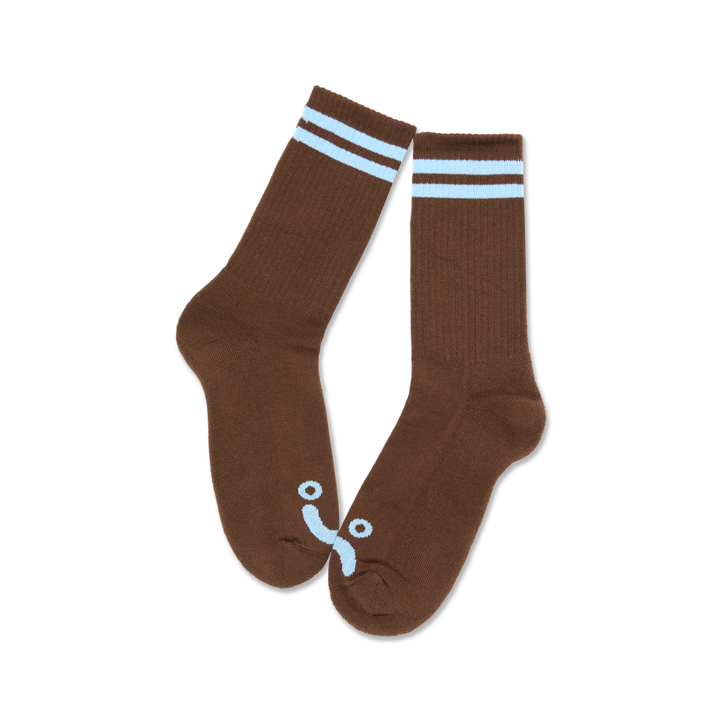 Polar Skate Co. RIB SOCKS | HAPPY SAD - Brown/Blue