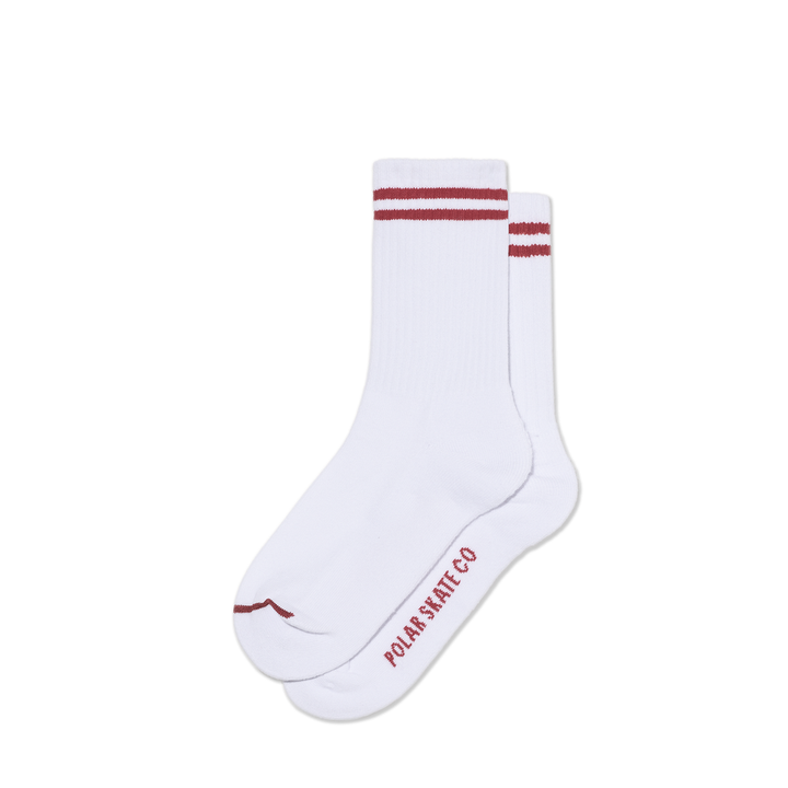 (Copy) Polar Skate Co. RIB SOCKS | 2 stripe- white/cherry