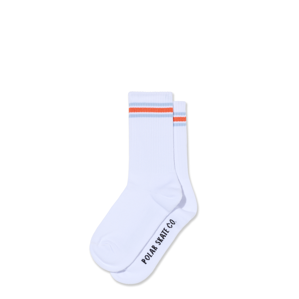 Polar Skate Co. Rib Socks Stripes White Orange Blue