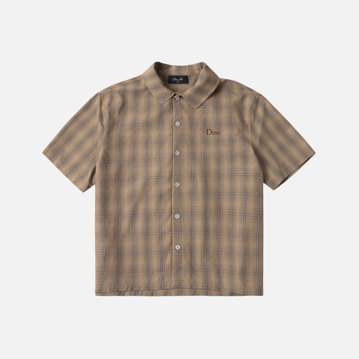 Dime Plaid Button Up Shirt Brown