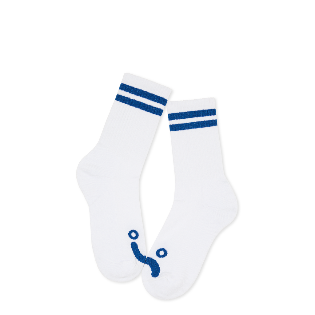Polar Skate Co. RIB SOCKS | HAPPY SAD - White/Blue