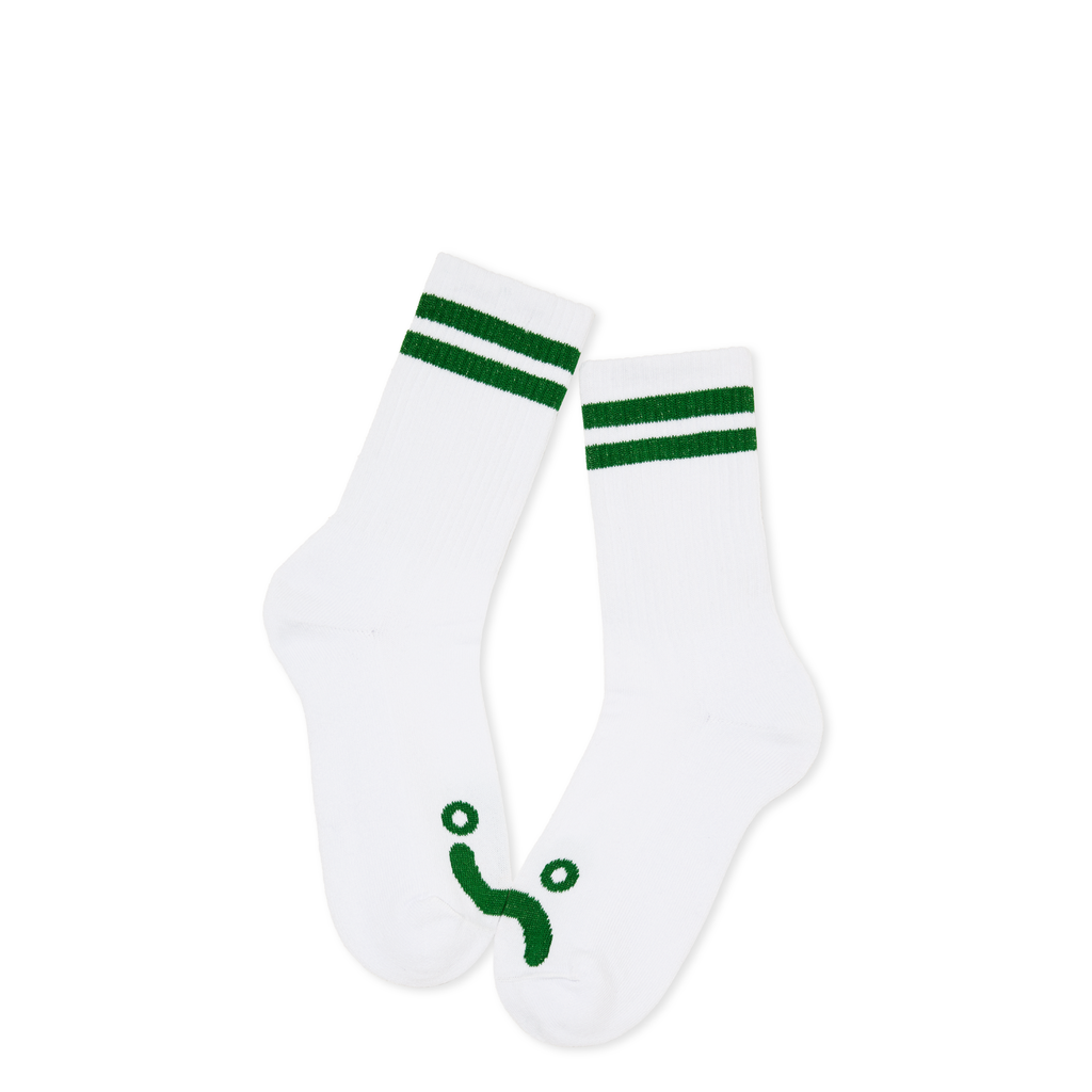 Polar Skate Co. RIB SOCKS | HAPPY SAD - White/Green