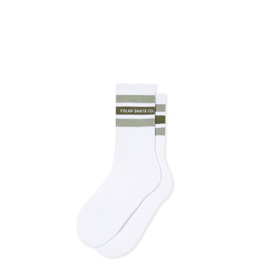 Polar Skate Co. RIB SOCKS | FAT STRIPE - White/Sage