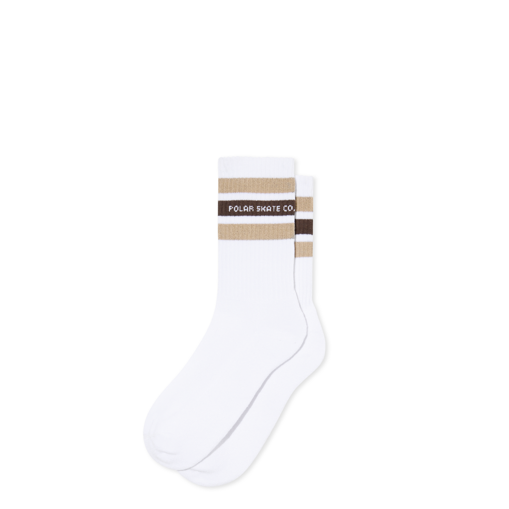 Polar Skate Co. RIB SOCKS | FAT STRIPE - White/Beige