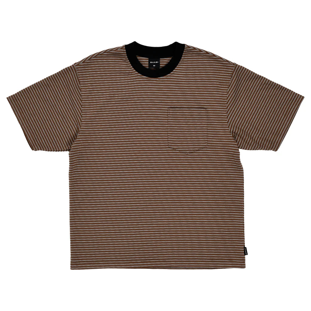 Quasi ISO Striped Pocket Tee Brown