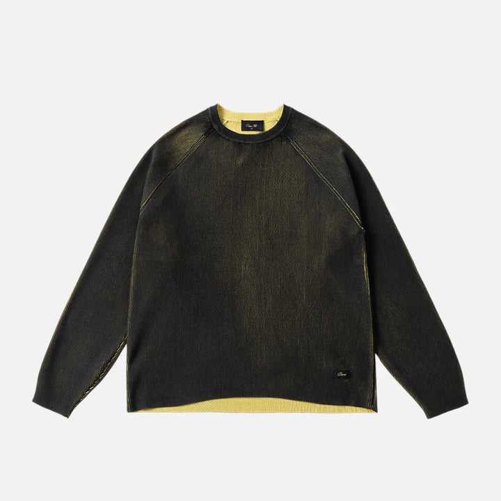 Dime Printed Rib Sweater Black/Yellow