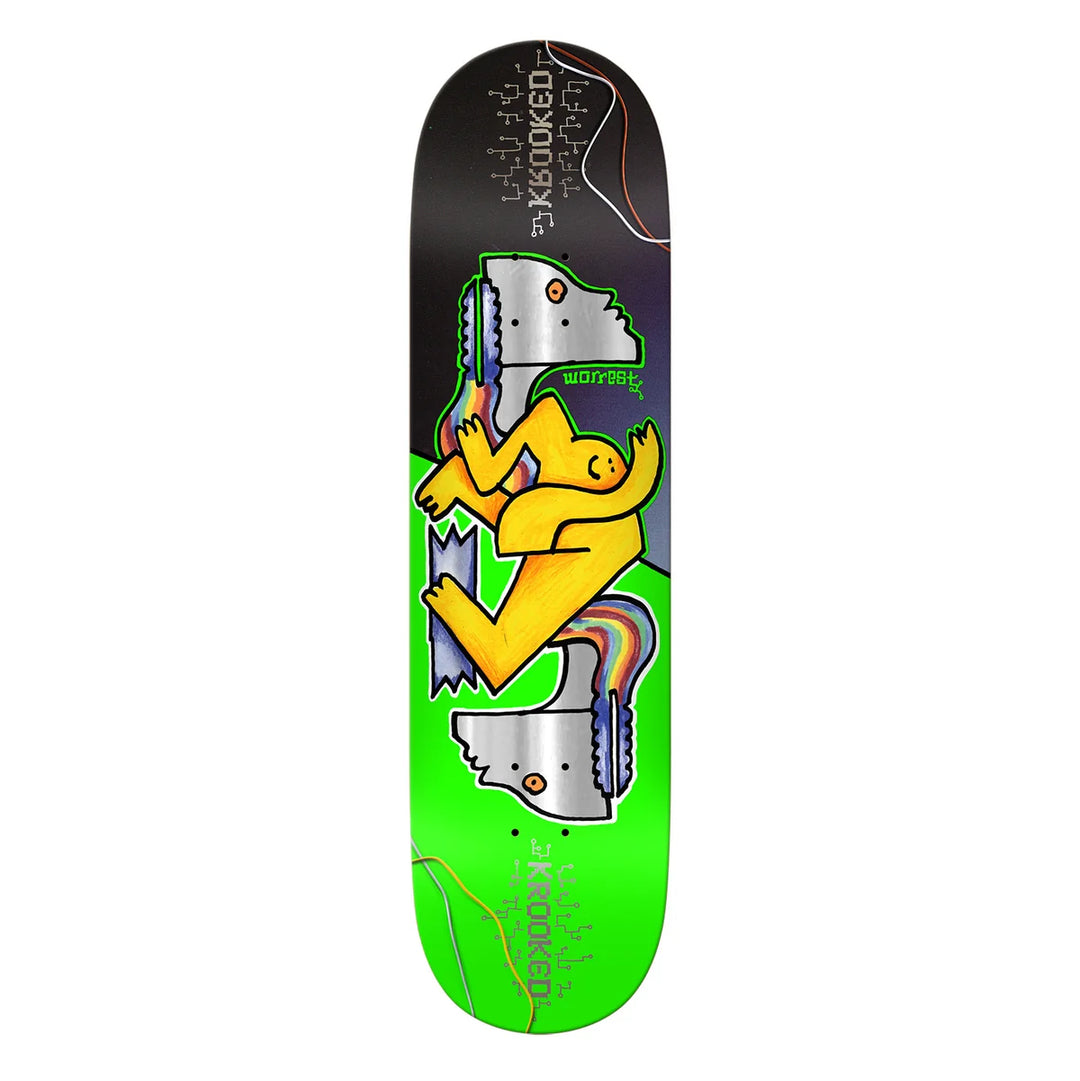 Krooked Bobby Worrest Neon Robot Twin Tail Slick Deck 8.3