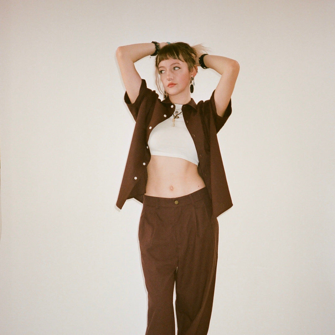 Mocean Linen Shirt Cherry Brown