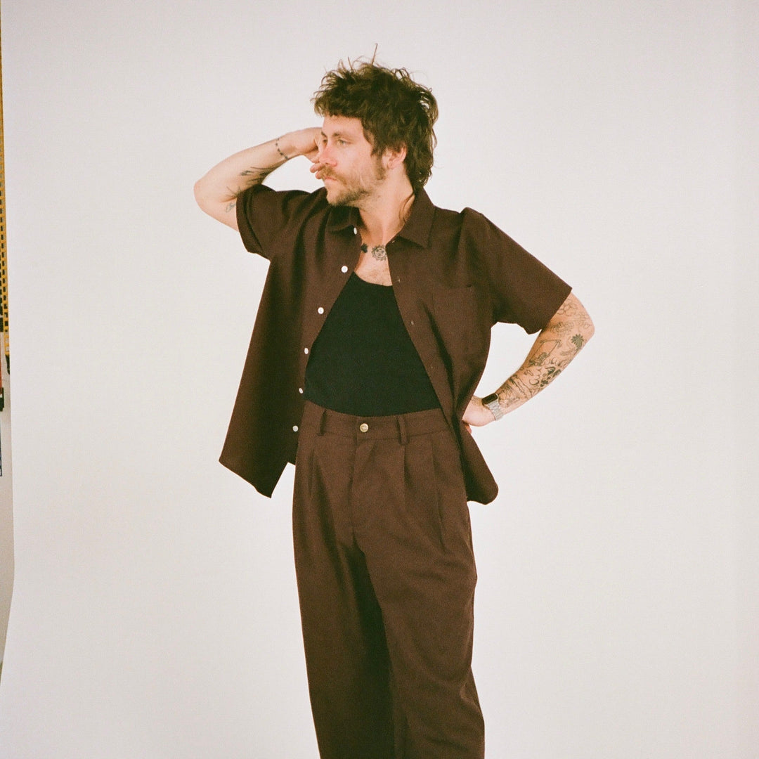Mocean Linen Shirt Cherry Brown