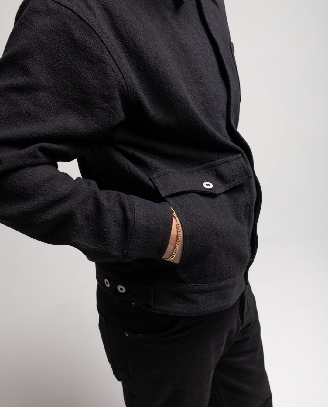 Black Textured Over Shirt